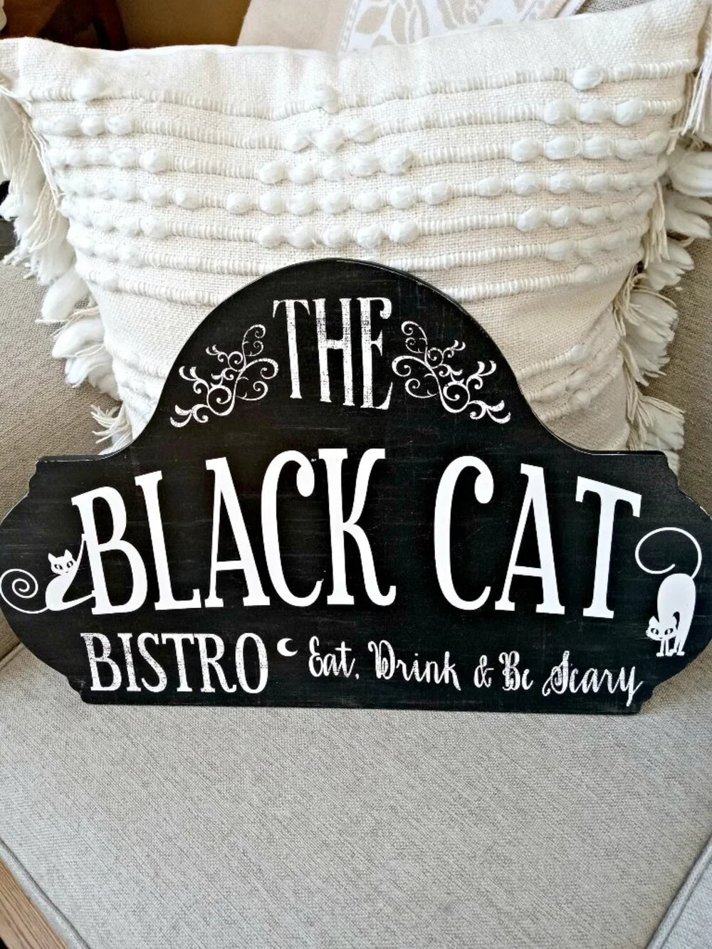NEW! SALEM Witch BLACK CAT BISTRO Large WALL SIGN